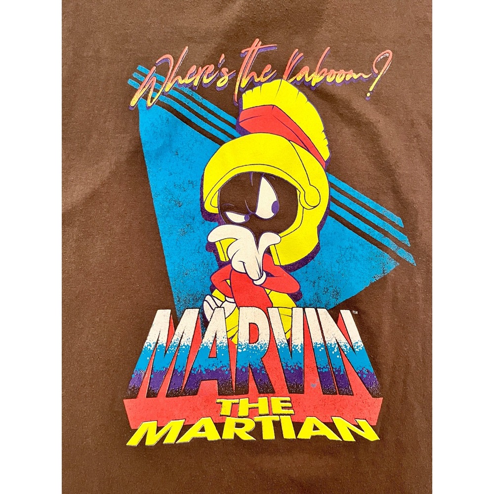 Looney Tunes Marvin Martian Shirt Mens 5XL Brown Fair Wheres The Kaboom Y2K